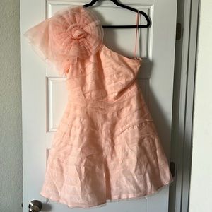 Anthropologie Maeve Textured Flower One-Shoulder Dress